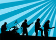 Group on stage in blue Group on stage in blue