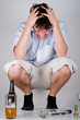Man desperates on table Man desperates on table