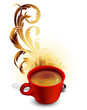 Vector: cup of coffee with ornamental elements cup of coffee with ornamental elements