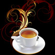 Vector: cup of coffee with ornamental elements cup of coffee with ornamental elements