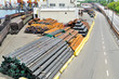 Warehouse steel pipe in the port Warehouse steel pipe in the port