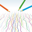 Vector  colour pencils drawing  wavy lines