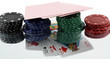 poker, cartes et jetons, fond blanc poker, cartes et jetons, fond blanc