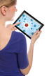 woman holding a touchpad pc surfing in the social network