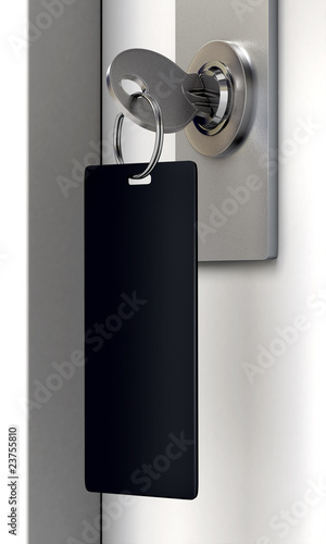 Illustration: Door lock with key and keyring Door lock with key and keyring
