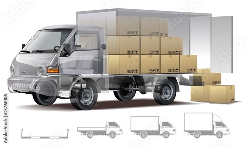 Vector: Vector delivery / cargo truck infographics cutaway Vector delivery / cargo truck infographics cutaway