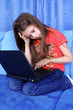 hard day in learning - girl with laptop hard day in learning - girl with laptop