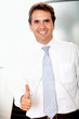 Business man with thumbs up