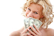 Photo: Woman with dollar bills Woman with dollar bills