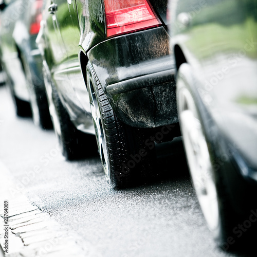 Photo: Traffic jam in flooded highway cause rain Traffic jam in flooded highway cause rain