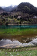 Rainbow lake with the reflection of the mountain
