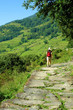 Trekkers in the Himalayan mountains, Annapurna conservation regi Trekkers in the Himalayan mountains, Annapurna conservation regi