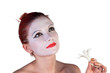Photo: Beautiful young Geisha on a white background Beautiful young Geisha on a white background