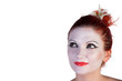 Photo: Beautiful young Geisha on a white background Beautiful young Geisha on a white background