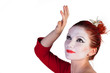 Photo: Beautiful young Geisha on a white background Beautiful young Geisha on a white background