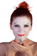 Photo: Beautiful young Geisha on a white background Beautiful young Geisha on a white background