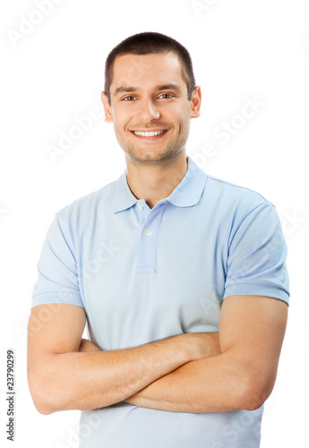 Photo: Portrait of happy smiling man, isolated on white Portrait of happy smiling man, isolated on white