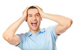 Expressive happy surprised man, isolated on white Expressive happy surprised man, isolated on white