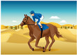 Man riding horse in desert
