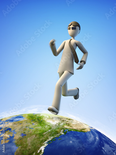Illustration: Mr. Neo walking the Earth. Mr. Neo walking the Earth.