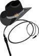 Cowboy hat and whip. Vector