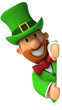 Lutin irlandais et panneau blanc