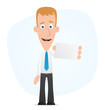 Manager with blank business card