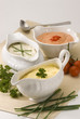 Assorted sauces.