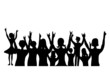 Illustration background silhouette Cheering People,