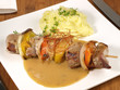 Fleischspieß mit Kartoffelpüree