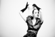 Beautiful fashion girl on the grey background Beautiful fashion girl on the grey background