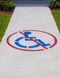 No wheelchairs symbol on enter/exit ramp.
