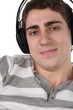 man listens to music in ear-phones