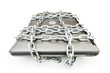 Computer security concept with laptop and chain Computer security concept with laptop and chain