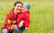 Mum with the son on the nature