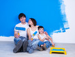 Friendly family doing renovation Friendly family doing renovation