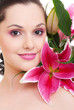 woman with bunch of flowers