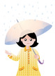Fillette sous un parapluie