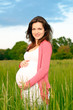 Photo en ligne au meilleur prix Beautiful pregnant woman on meadow