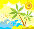 Vektor: Summer card with palm-trees Summer card with palm-trees
