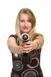 Woman with cordless screwdriver go crazy