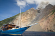 The boat bellow active volcano