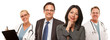 Hispanic Woman with Husband and Male Doctors or Nurses