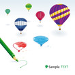 Green pencil with balloons Green pencil with balloons