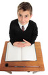 Male school student looking up