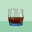 Blue glass with whiskey