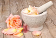 Mortar with rose essence
