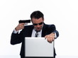 man pirate computer breakdown isolated studio on white backgroun