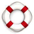 Life belt red white hanging