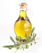 Branch with olives and a bottles of olive oil Branch with olives and a bottles of olive oil